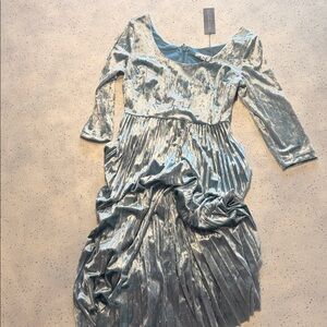New York & Company Shimmering Silver Kids Dress